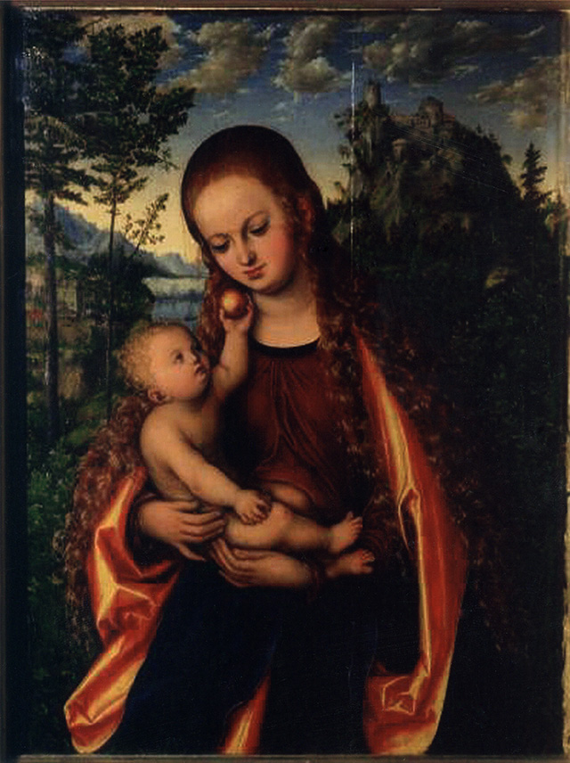 Lucas Cranach Starszy (1472-1553), "Madonna z Dzieciątkiem, zw. Głogowską", 1518, olej na desce, 43 x 33 cm, dzięki uprzejmości Muzeum Narodowego we Wrocławiu, fot. www.kolekcje.mkidn.gov.pl